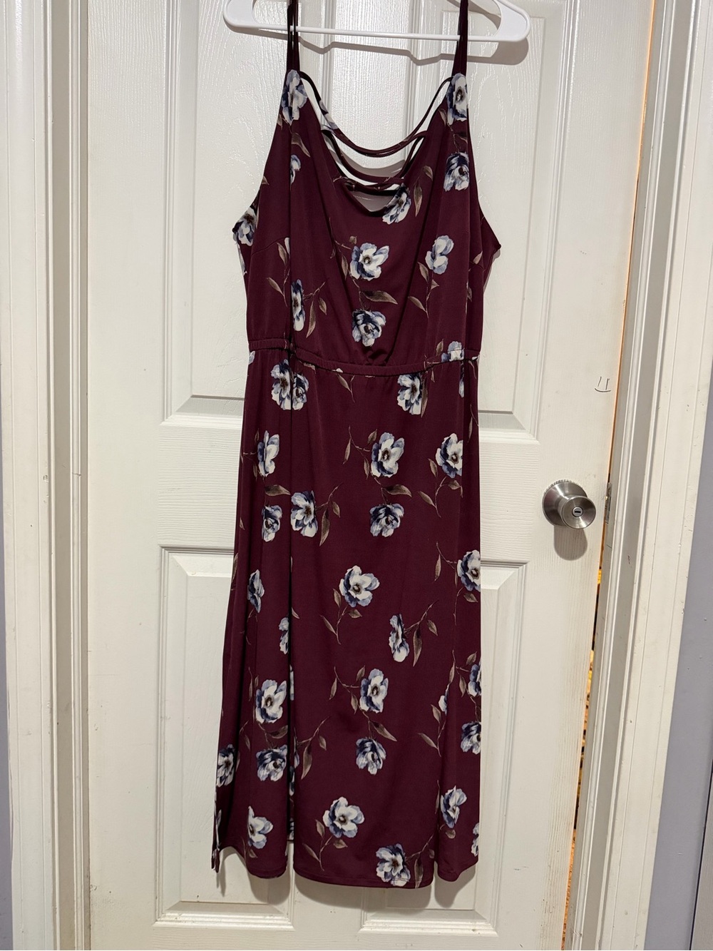 Maurices Burgundy Floral Strappy Midi Dress